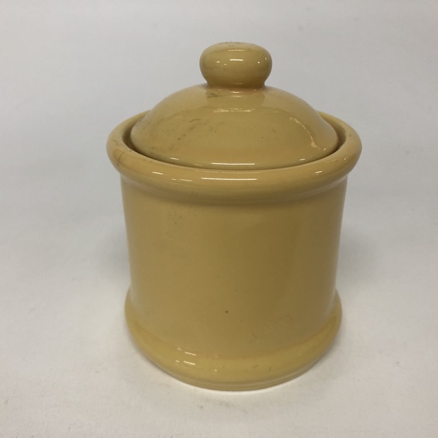 CONDIMENT POT, Yellow Ceramic w Lid
